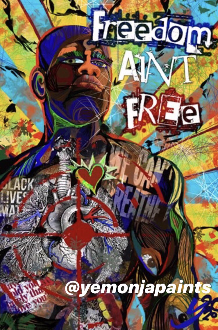 YemonjaPaints's tweet photo. Here’s my “Freedom Ain’t Free” 24x36 signed Ltd Ed canvas print (with and without words). Only 50 of each available. Today, $250. Must inbox with email. Yemonja Paints #yemonjapaints #freedomaintfree #freedom #FourthofJuly #saytheirnames #supportblackbusiness #blacklivesmatter https://t.co/JacZ6Vlt1e