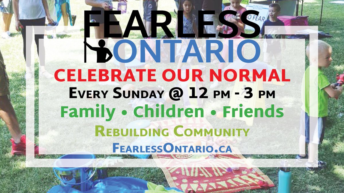 FearlessOntario's tweet photo. COME JOIN US AT QUEEN'S PARK! July 5 12-3pm

Every Sunday, come together in peaceful civil disobedience to #CelebrateOurNormal, ignoring govt measures like limited social bubbles and masks.

This is for families looking to rebuild community!

Invite friends and family! #onpoli https://t.co/GjszBWGJ0b