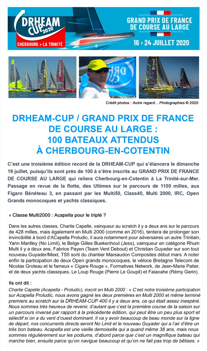 AcapellaOcean's tweet photo. ACAPELLA-PROLUDIC au départ de la DRHEAM-CUP / GRAND PRIX DE FRANCE de course au large - Edition 2020  
https://t.co/aZnJE76kfo

Extrait du Communiqué de Presse du 1er juillet 2020 par Caroline Muller - +33 6 83 00 83 83 - cmuller@drheam-cup.com
Relations presse DRHEAM-CUP https://t.co/0nYKtuyRPH