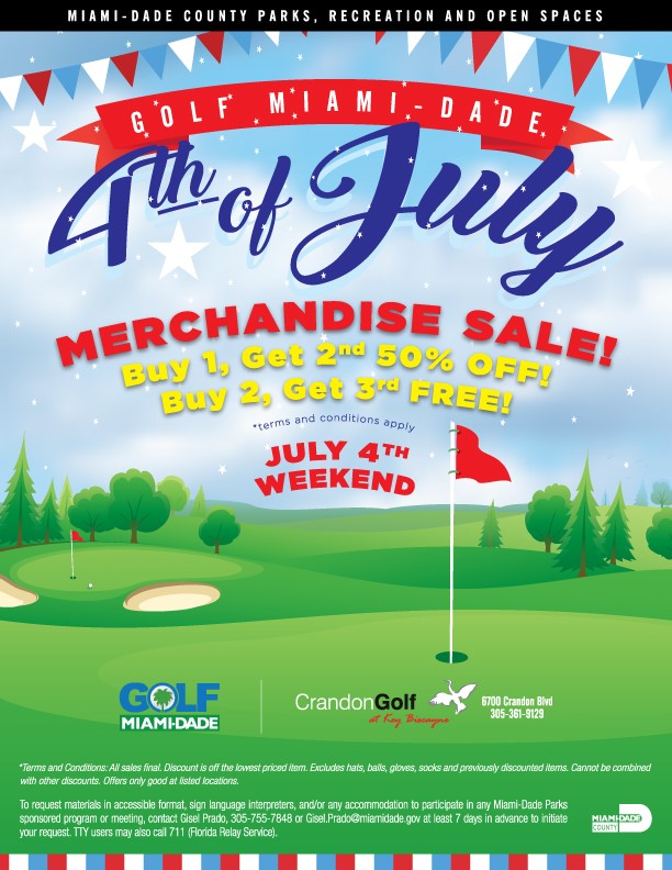 GolfMiamiDade's tweet photo. Happy 4th of July! Golf in paradise and enjoy these great deals in the shop. 

Book your tee time now! 855-GOLF-305 or visit https://t.co/arJg9basgs. https://t.co/zkAoVTdXoW