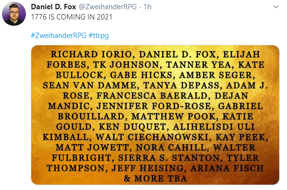 advice_gm's tweet photo. Just in! Award Winning Designer Daniel Fox posts cryptic list of names. Believed by some to be a list of the next people in the industry to be 'cancelled' in 2021. 😲 #TTRPG #DnD https://t.co/F2vHezOrrW