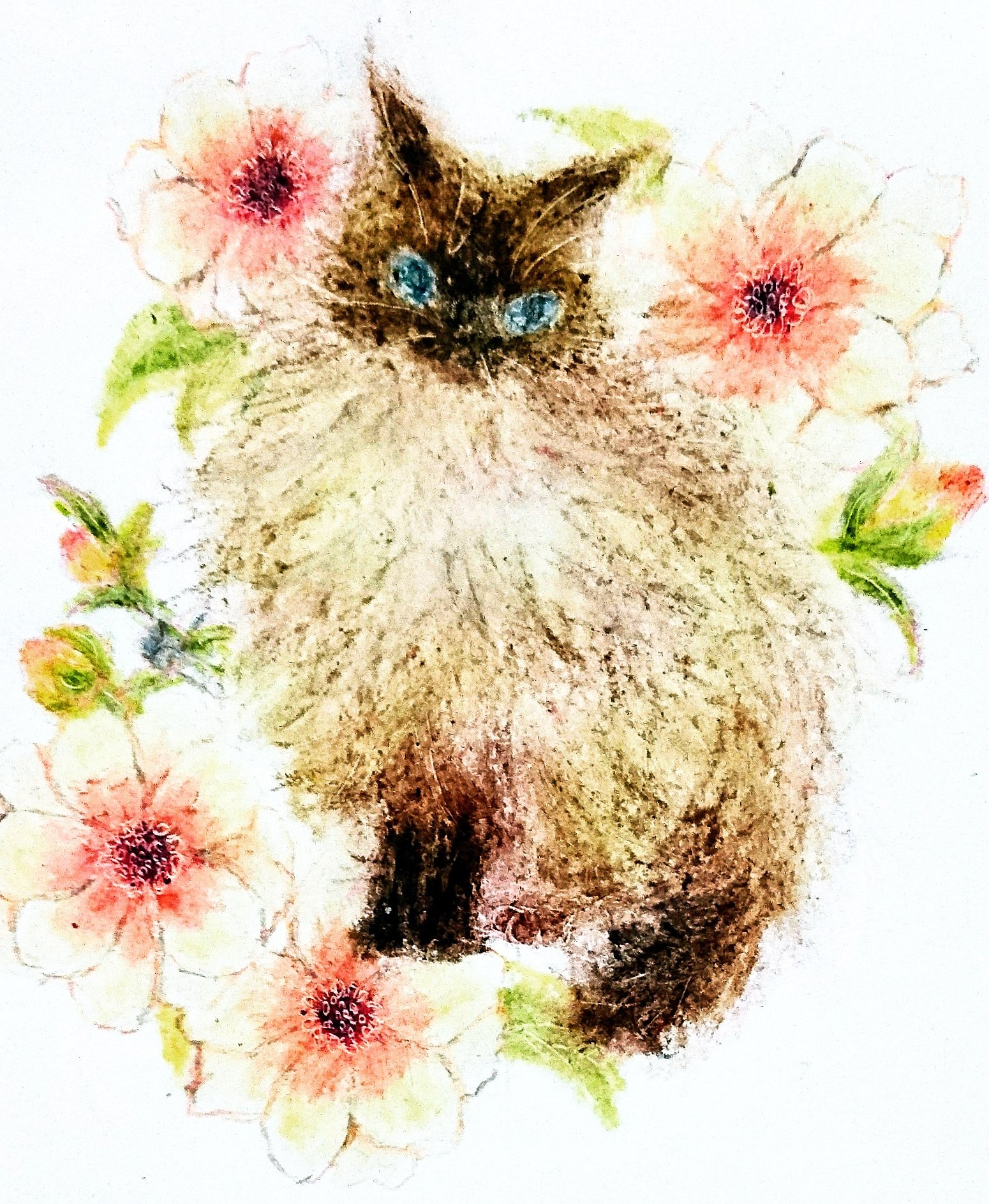 クレヨン画 お花の絵