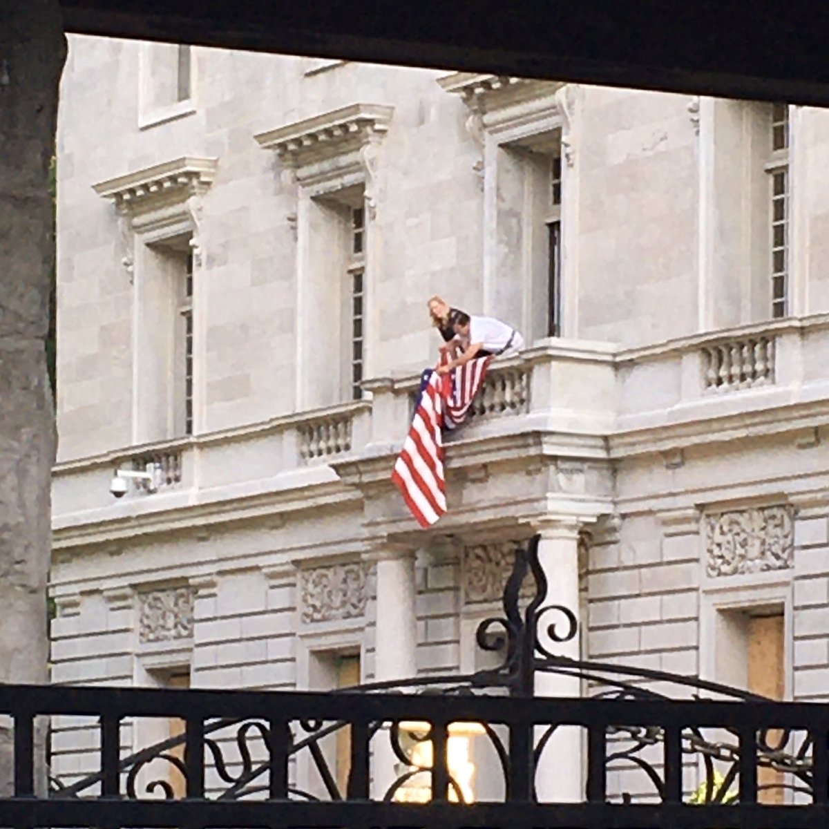 chadgarrison's tweet photo. Guess who I saw unfurling Ol’ Glory this morning? America’s most freedom loving couple! #McCloskeys #StLouis #4thofJuly2020 #kenandkaren #morningbikeride https://t.co/1HbP20Unpz