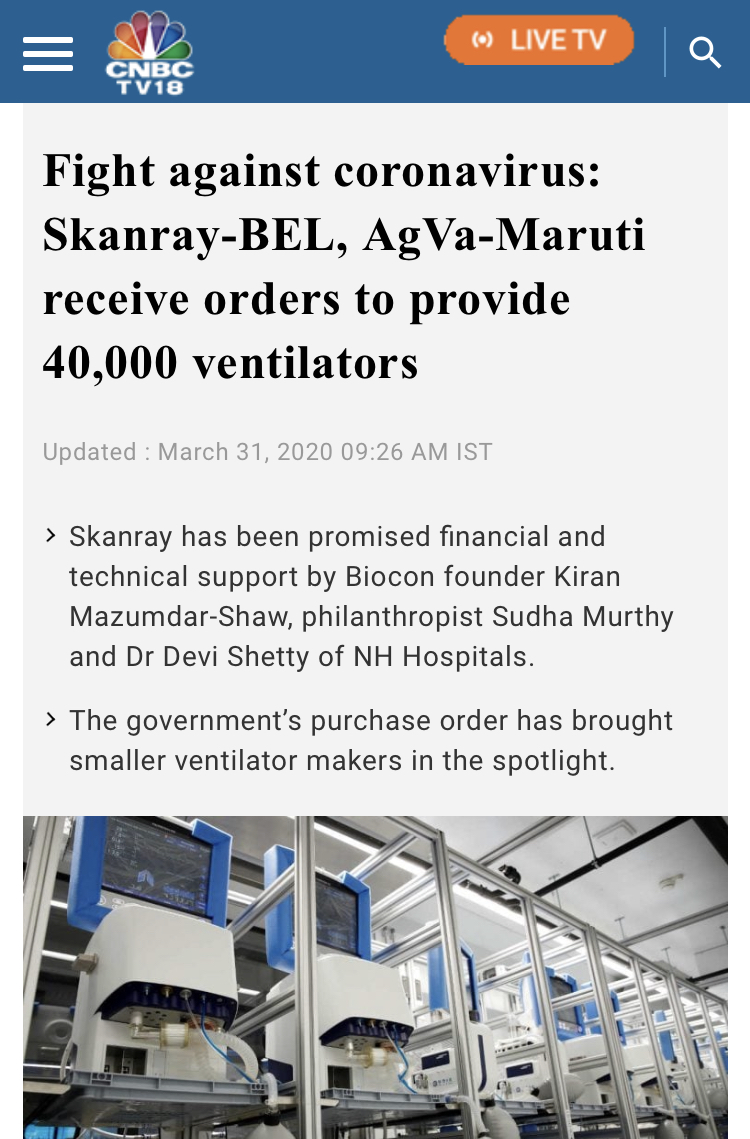 Suddenly, 4 days later, on 31 Mar, it turned out that the Modi govt. had already placed orders for 40,000 ventilators.Of these, 30,000 were to be produced by Skanray-BEL & 10,000 by AgVa healthcare.Neither of these 2 cos. had EU/US FDA approval as the tender required.(3/9)