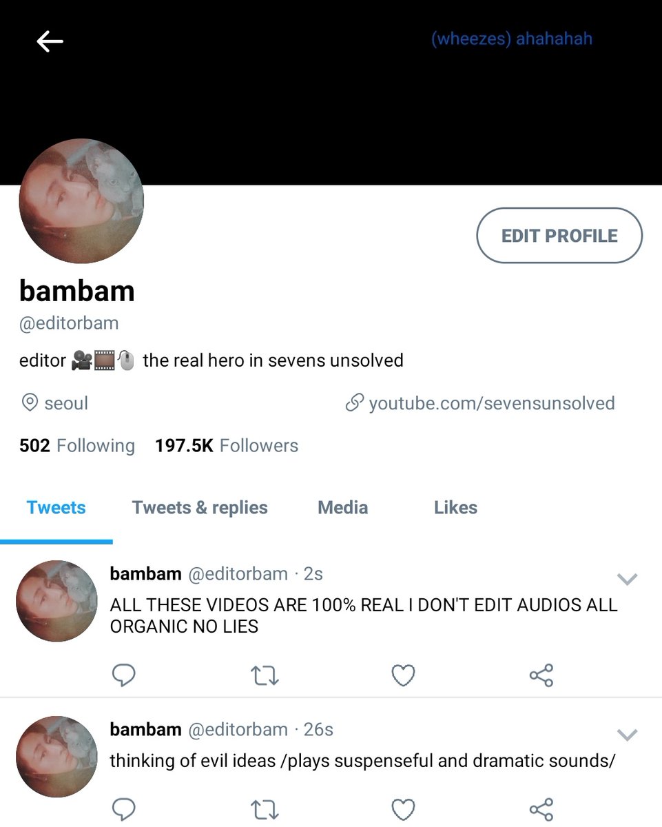 the crew:bambam: editor, believesyugyeom: assistant cameraman, doesn't believe