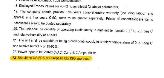 On 5 Mar, govt-owned HLL Lifecare issued a tender for procurement of ventilators.This tender was amended a number of times.On 27 Mar, an amendment was issued which made 2 conditions:(a) co. should have EU/US FDA approval(b) co. should have a service centre in Delhi.(2/9)