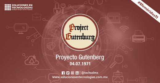 techsolmx's tweet photo. Un día como hoy (04/07/1971): Michael S. Hart fundaba el Proyecto Gutenberg, la biblioteca digital más antigua, un esfuerzo voluntario para digitalizar y archivar las obras culturales https://t.co/X03rqGL4wu

#SomosSoluciones #EfeméridesTI #MichaelHart #ProyectoGutenberg #TIC #IT https://t.co/a5IC9CamH9