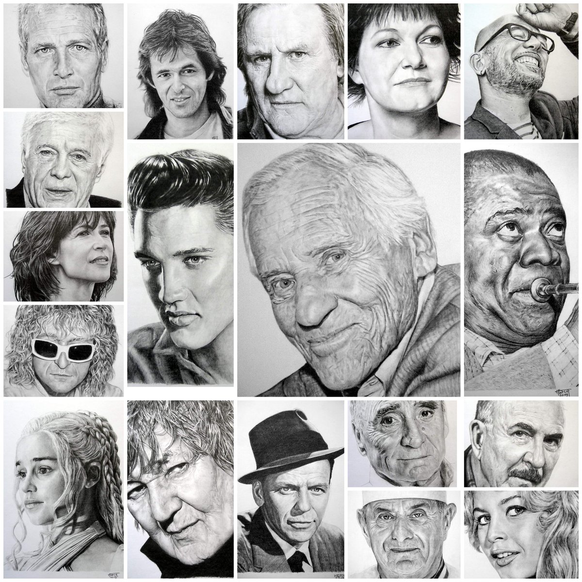 Quelques uns de mes portraits dessinés aux crayons graphite ...