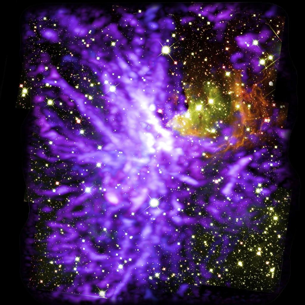 NSF's tweet photo. Stellar fireworks 💥, 8,000 light-years away, to celebrate the birth of giant cluster!

This stunning image was created using #NSFfunded @almaobs and @NASAHubble: https://t.co/1XkqCftRJI

📸 : ALMA (ESO/NAOJ/NRAO), Y. Cheng et al.; NRAO/AUI/NSF, S. Dagnello; NASA/ESA Hubble. https://t.co/3U8zTlgpKz