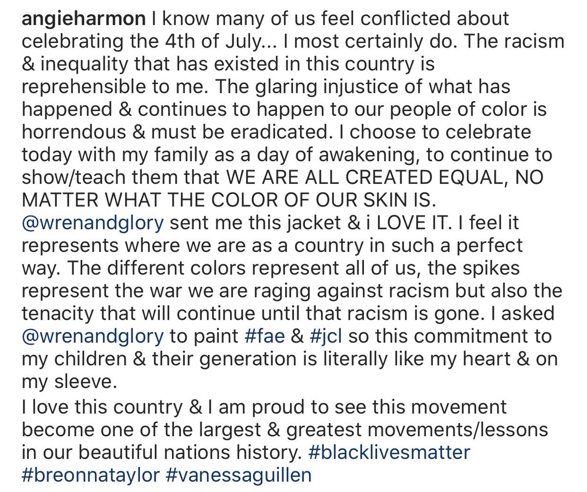 Angie_Harmon's tweet photo. Please read &amp; thank you to @wrenandglory for my AWESOME jacket! I LOVE it!!! https://t.co/Ma7SA5gpmC