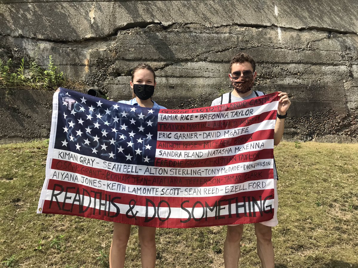 Grace and Tim came to today’s protest because as Grace says “I don’t feel this administration represents our morals”