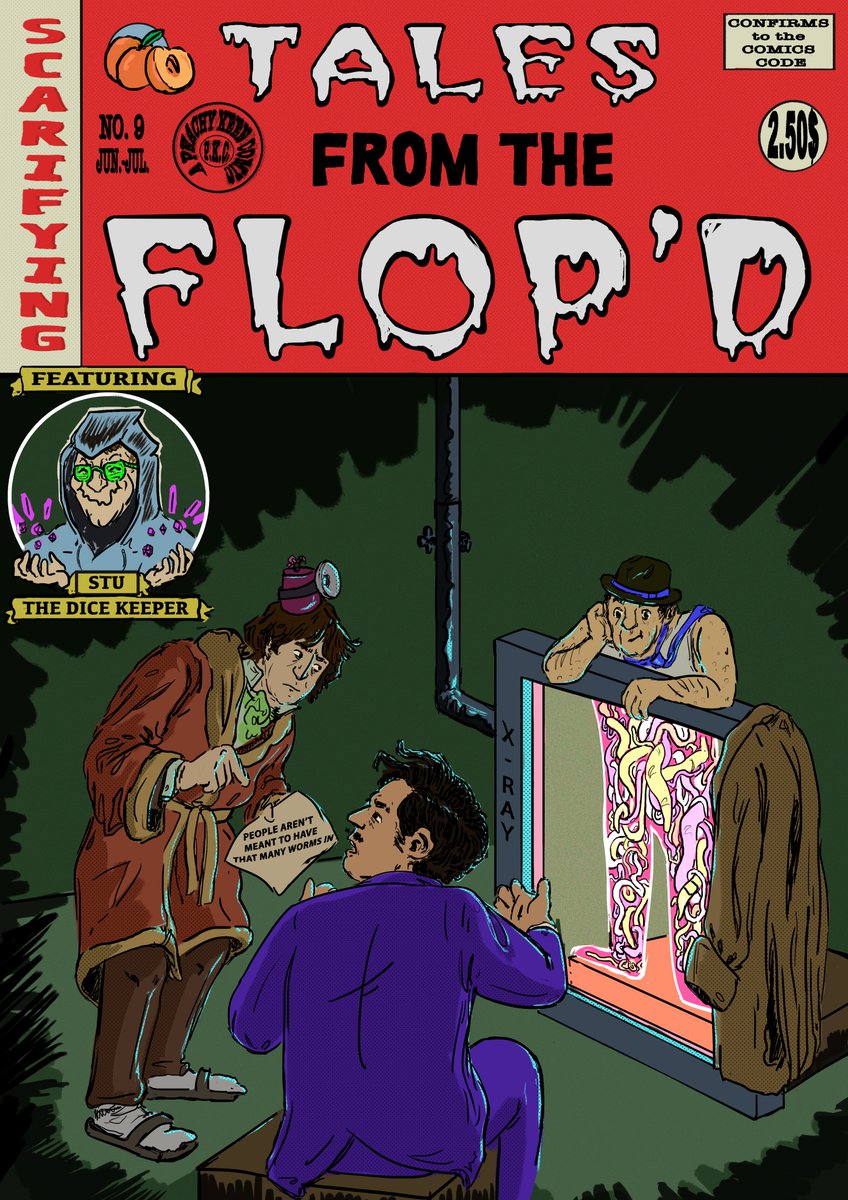 criathroir's tweet photo. anyway! I've spent a bunch of the last while illustrating old school-y comic cover pastiches for @theflophousepod &amp; @flophousecat 's floptales rpg series, just bc I like it that much! https://t.co/dpc7Dqnq7q