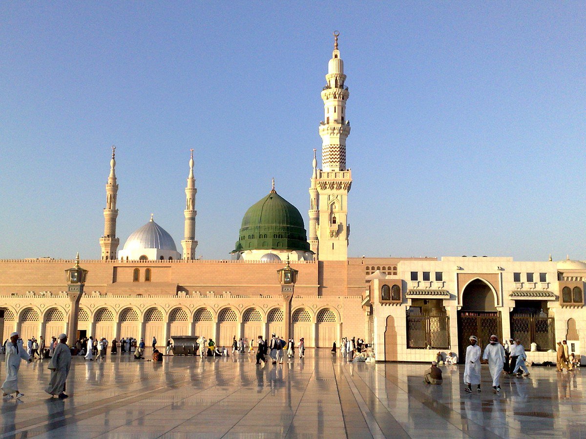 Al-Masjid an-Nabawi AKA The Prophet's Mosque, Medina (Saudi Arabia)Prophet Muhammad's (PBUH) grave is located here (4th picture) it's under the green dome. prophet Muhammad (PBUH) established this mosque when he escaped Mecca