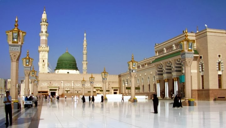 Al-Masjid an-Nabawi AKA The Prophet's Mosque, Medina (Saudi Arabia)Prophet Muhammad's (PBUH) grave is located here (4th picture) it's under the green dome. prophet Muhammad (PBUH) established this mosque when he escaped Mecca