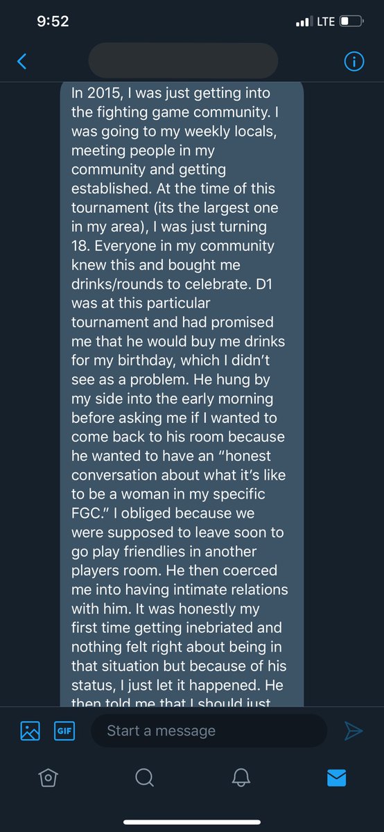 princesshyruIe's tweet photo. this is just so heartbreaking to read 

she would like to remain anonymous, so if you recognize who this is at all, PLEASE do not out her. she just wants peace of mind and closure. 

D1 bought drinks for a girl’s 18th birthday and coerced her into intimate relations: https://t.co/9TCUVWfn0I