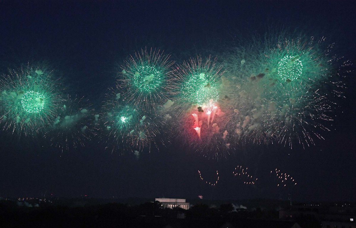 Interior's tweet photo. Happy Independence Day! Interior is proud to protect our national treasures, share the American story, help people connect with nature, history &amp; culture, and celebrate another year of freedom! Fireworks @NationalMallNPS #WashingtonDC https://t.co/cA4dBhYtiC