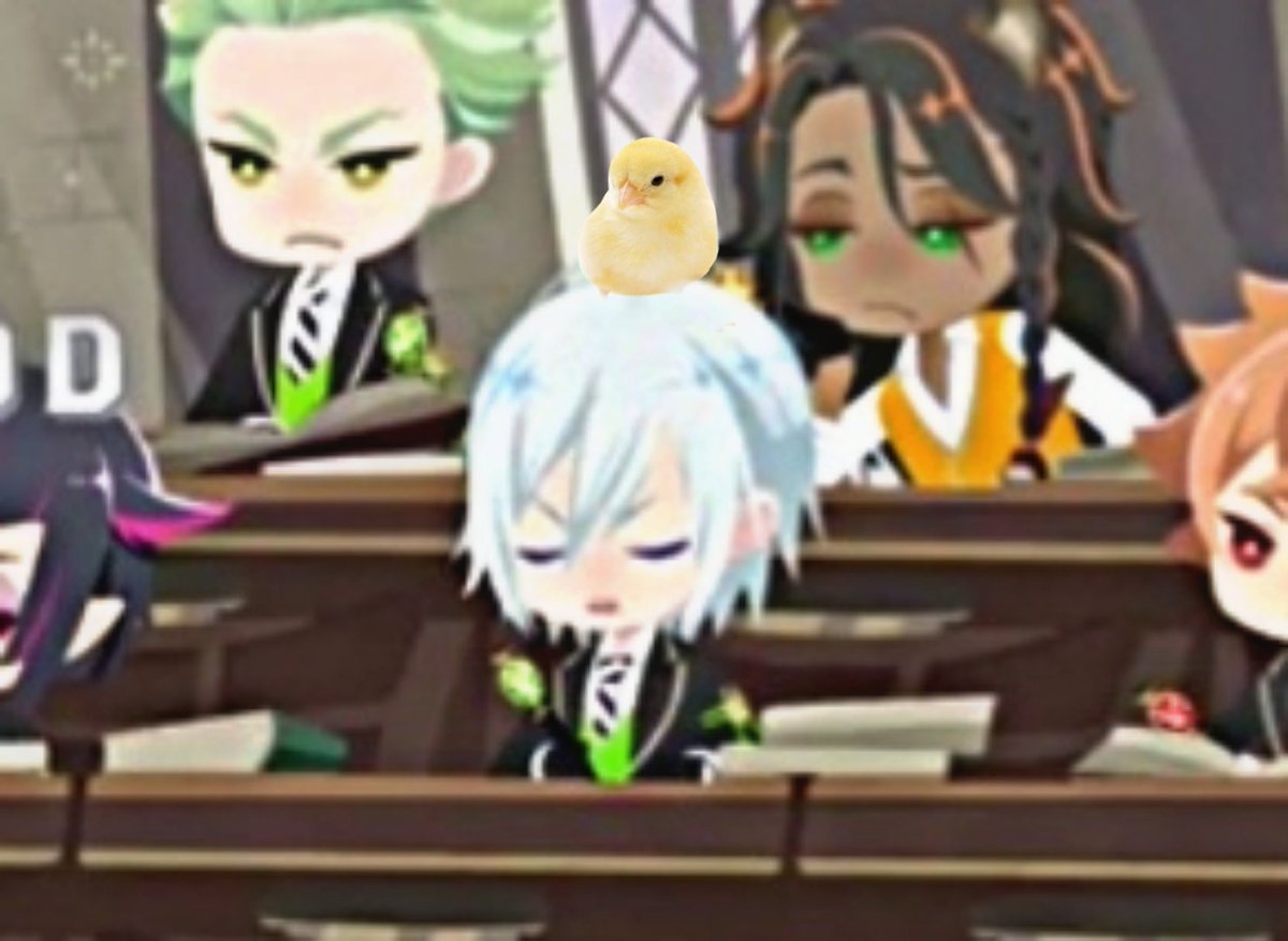 Silverwantsyou's tweet photo. A little chick followed me to class today.... I couldn't leave it alone and decided to keep it. Good thing.. Trei sensei didn't notice.. *smiles* what shall I name the chick?..

//Sorry for not participating in "overblot phase" or the marriage "phase". My mind is empty rn. https://t.co/jtN7xp82dN
