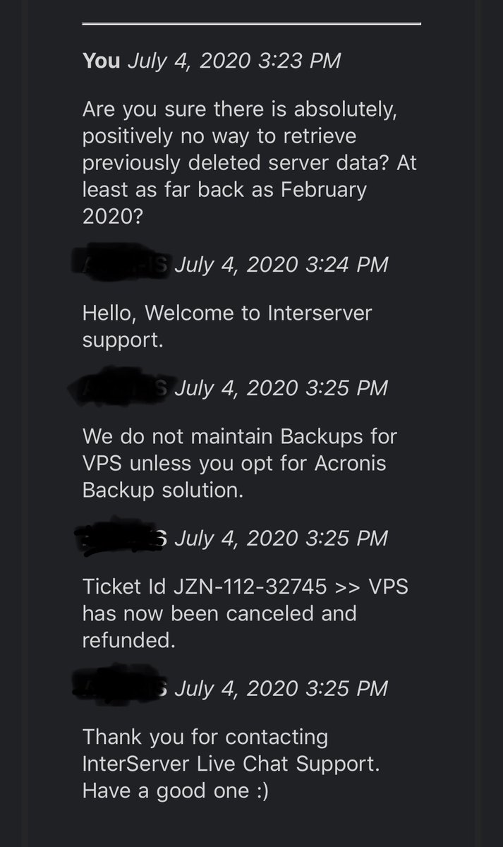 UPDATE: Three things:1) I’ve been with them for 3 years; not ONCE have there been any mentions or documentations on Acronis Backup solution (in other words: news to me)2) This person quickly ended the chat after their 3 rapid responses, meaning they don’t wanna deal w/ my ass