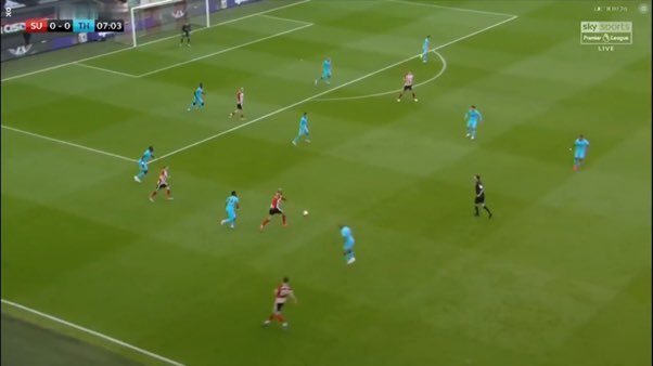 At times the winger on the alternative side of the ball had to cover the extra opposition attacker. - Hence the 3rd midfielder reduces the defensive burden on the wingers, leaving them higher up the pitch. Through vertical channel balls Spurs can better counter-attack.