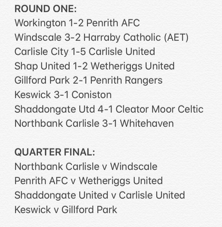 KyleDixon30's tweet photo. #CumbrianPinBadgeNorthernShield Round One results & Quarter Final fixtures. https://t.co/WYDILPe9q7