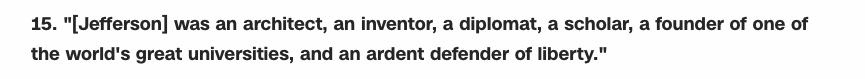 A bunch of the lines are completely uncontroversial things like thanking first responders and describing the achievements of Washington, Jefferson, and Lincoln.Outrageous!