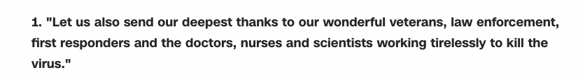 A bunch of the lines are completely uncontroversial things like thanking first responders and describing the achievements of Washington, Jefferson, and Lincoln.Outrageous!