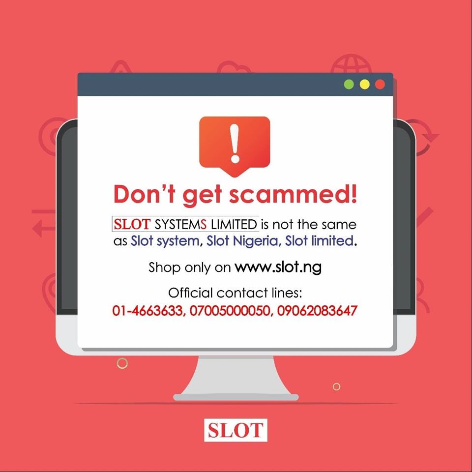 Twinsgistmag's tweet photo. SLOT SYSTEMS LIMITED is not the same as Slot system, Slot Nigeria, Slot limited. Shop only onΒ https://t.co/Quj724GWfh Official contact lines; 01-4663633,07005000050, 09062083647. Visit @slotlimited for more updates #Slotmobile https://t.co/dnxWxERtvi