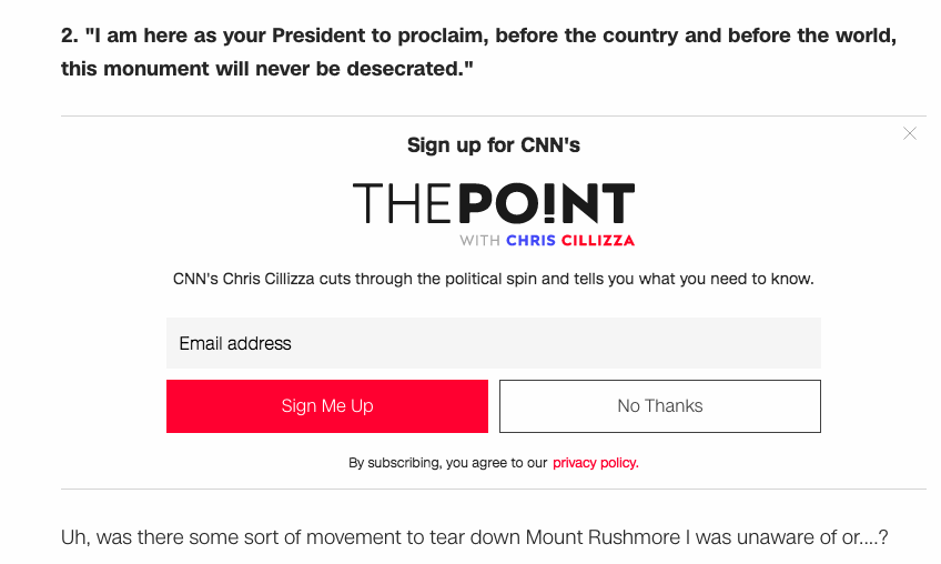 The one that really seemed to bother  @CillizzaCNN was Trump's defense of Mount Rushmore.."Uh, was there some sort of movement to tear down Mount Rushmore I was unaware of or....?"Apparently, Chris doesn't read CNN...