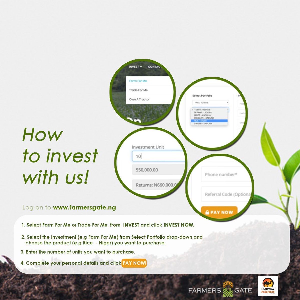 Mjayjay_'s tweet photo. Introducing u to a very open and transparent platform that gives you 20% roi on every money invested in produce with as low as 55k per unit , @Farmers__Gate gives the best offer.  Visit https://t.co/H68MD2T1Vl #FarmersGate https://t.co/K55uni7WCv