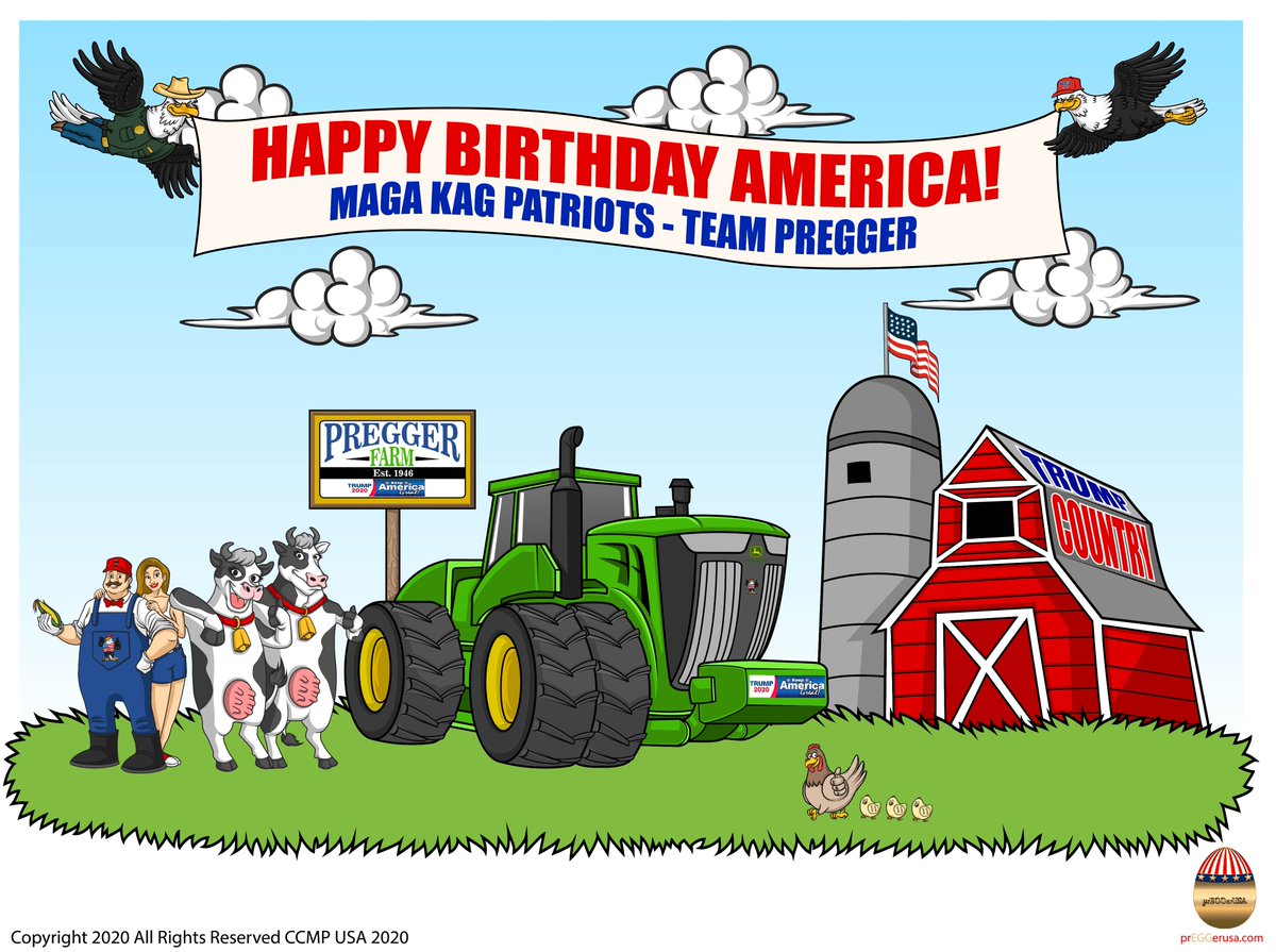 GPregger's tweet photo. TRUMP COUNTRY Farmers Fred and Francine From Team Pregger Wish All #MAGA #KAG2020 Patriots A Very HAPPY JULY 4th "PROUD TO BE AN AMERICAN" Weekend! @realDonaldTrump @PressSec #FOXNEWS #Trump2020Landslide #FourthofJuly2020 #TEAMTRUMP @kimguilfoyle  @govkristinoem @TuckerCarlson https://t.co/AZucEQzIf0