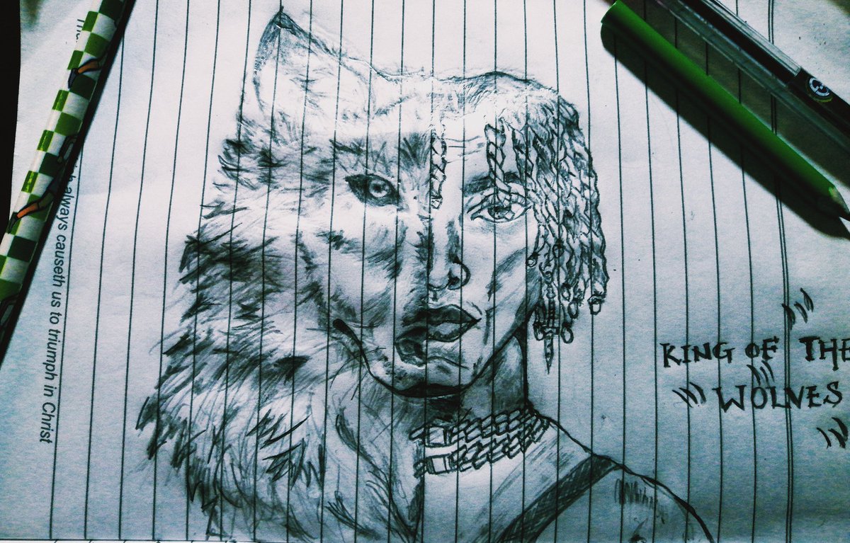 onyemaaa's tweet image. Rough sketch of @whoisalphap a.k.a KING OF THE WOLVES🐺... #pencilart #kingofthewolves #pencilsketches .