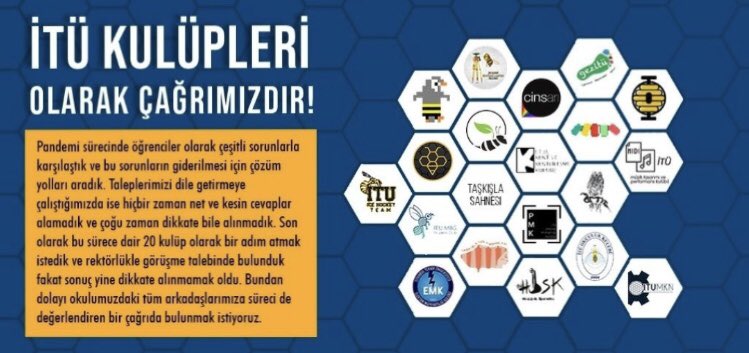 İTÜ kulüplerinin çağrısına biz de destek veriyoruz. İTÜ yönetiminden açıklama bekliyoruz .

 #İTÜlüleraçıklamabekliyor