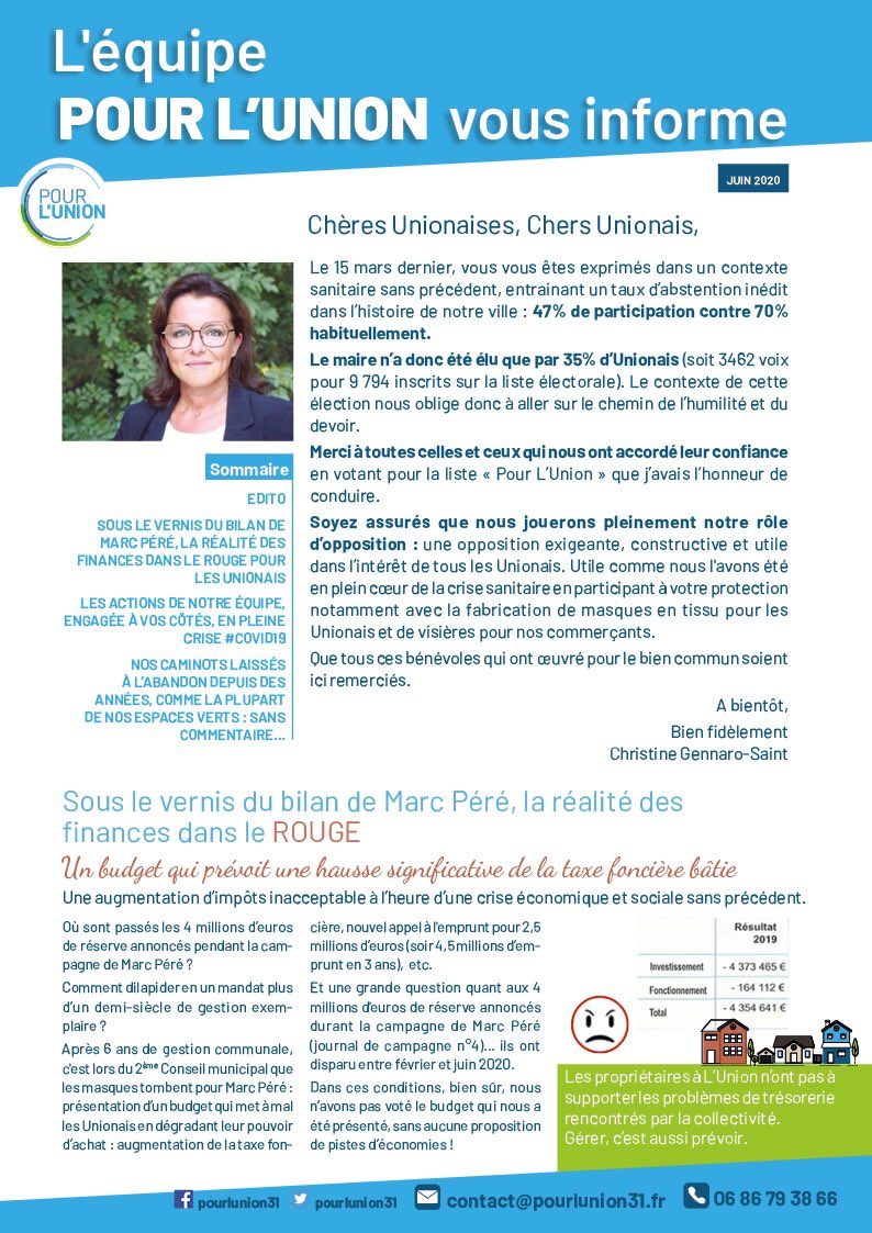 CgennaroSaint's tweet photo. Retrouvez dans vos boites aux lettres : L'équipe "@pourlunion31" vous informe !
#SurLeTerrain, à votre écoute et à votre rencontre, nous vous donnons rendez-vous pour le dernier Conseil municipal, ce mercredi 8 juillet, à 18h30, avant une période de repos bien mérité ! 🌞 https://t.co/miymlcf1sF