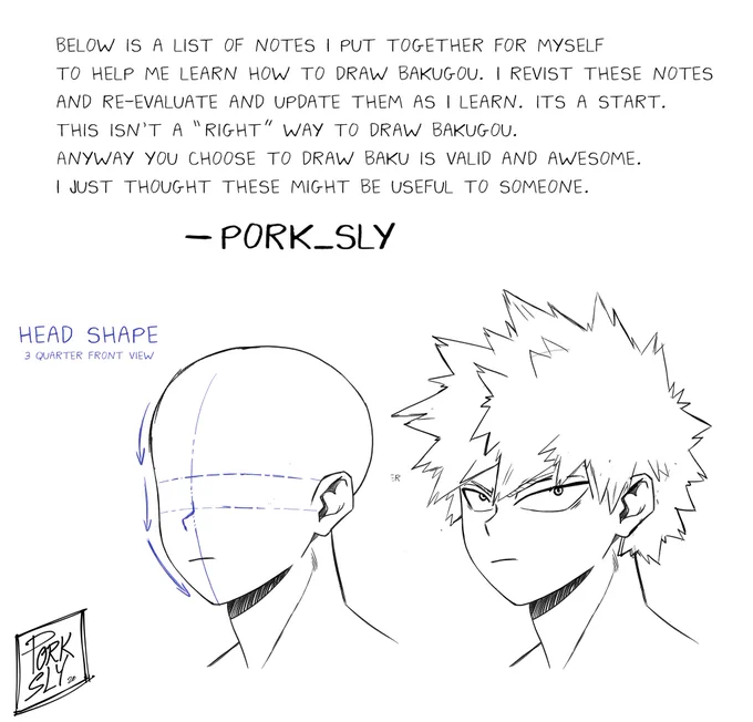 Here are my current set of notes for drawing Bakugou. Please, let me know if you find them useful. I have more I can post later. Also, feel free to share with me any tips you might have for drawing Baku! I geek out over this kind of stuff.☺️ 