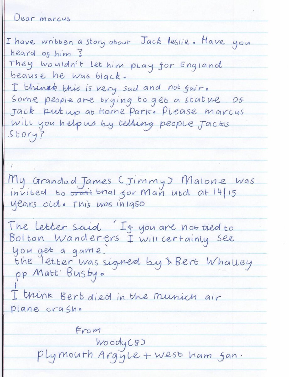 JackLeslieCamp's tweet photo. A win for Manchester United ,and @MarcusRashford on the scoresheet!
Jack Leslie’s @Only1Argyle side knocked @ManUtd out of the FA Cup!Although that was a long time ago :)
We’ve written to United asking whether the club will support our campaign-and one fan has written to Marcus! https://t.co/5d4esWUD7N