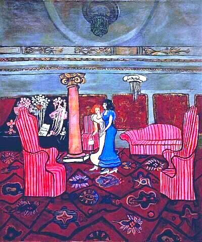 In 1930 her husband took her daughter to Cuba & the trauma led to Neel having a breakdown. She was released from hospital in 1931. She returned to NY. Circus (1932), Martin Jay (1932), Movie Lobby (1932) & Symbols (1932)