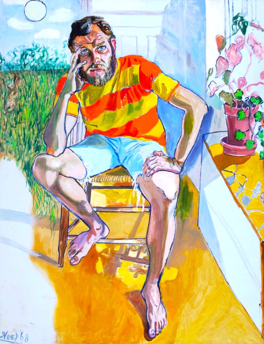 Her portraits are striking in their expressionist & psychological intensity. They each have a life of their own. Richard Gibbs (1968), Mrs Paul Gardner & Sam (1967), Ginny (1969) & Hartley with Cat (1969)