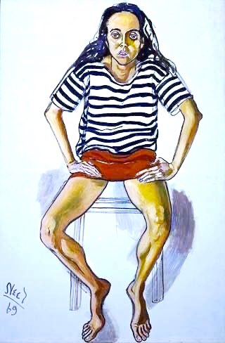 Her portraits are striking in their expressionist & psychological intensity. They each have a life of their own. Richard Gibbs (1968), Mrs Paul Gardner & Sam (1967), Ginny (1969) & Hartley with Cat (1969)