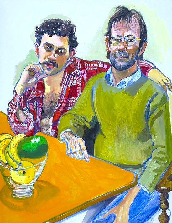 Her portraits are some of the finest of the modern age. She painted how she saw from an empathy based viewpoint. Linda & Daisy (1973), Men from Rutgers (c1980), Don & Jonathan (1982) & the Family (1982)