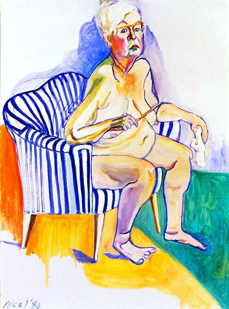 Aged 80, she painted her self-portrait, fully nude (1975-80). It was one of her last works & gathered attention. It was the culmination of her documenting the female nude. Pregnant Woman (1971) & Margaret Evans (1978). Each is a masterpiece