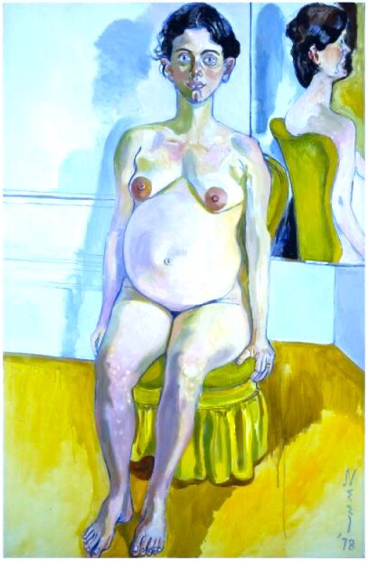 Aged 80, she painted her self-portrait, fully nude (1975-80). It was one of her last works & gathered attention. It was the culmination of her documenting the female nude. Pregnant Woman (1971) & Margaret Evans (1978). Each is a masterpiece