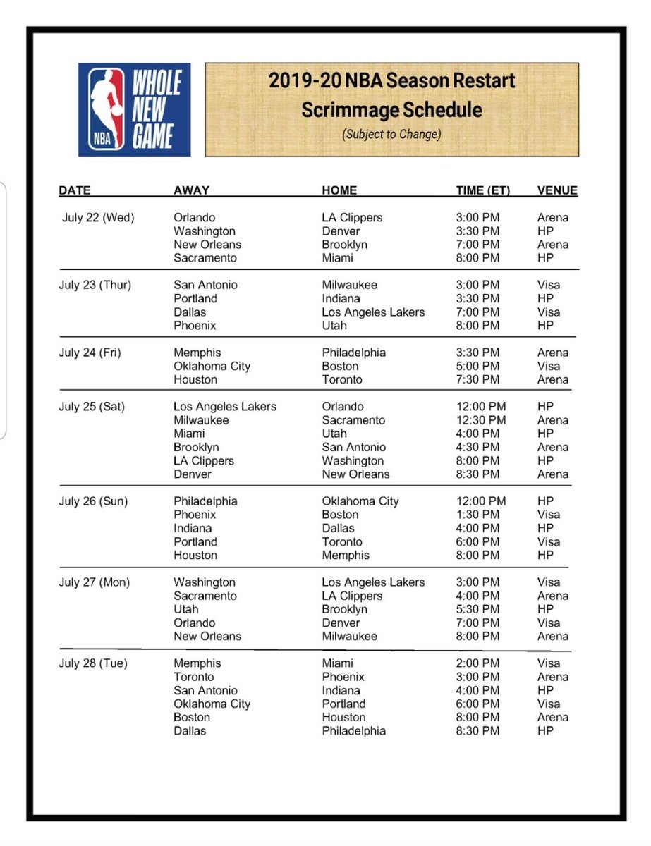 NBA Scrimmage Schedule For Orlando Bubble EcGGQ7VWkAA8C6B?format=jpg