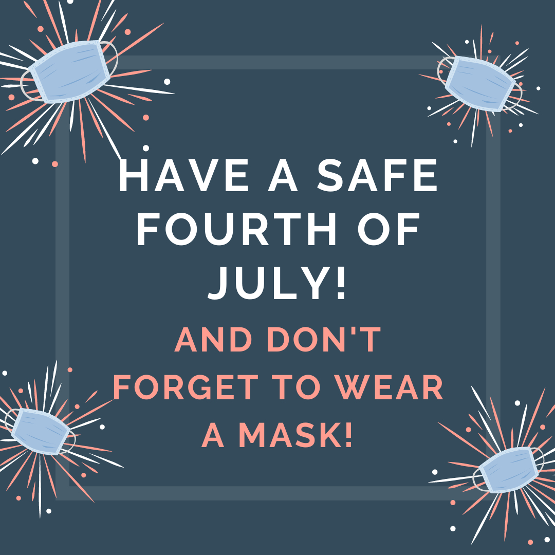 Happy 4th of July! Please wear a mask today and all other days! 

#4thofjuly #staysafe #protectyourselfandothers #doyourpart #weareinthistogether #wearamask #mentalhealth #saludmental #bienestar #wellness