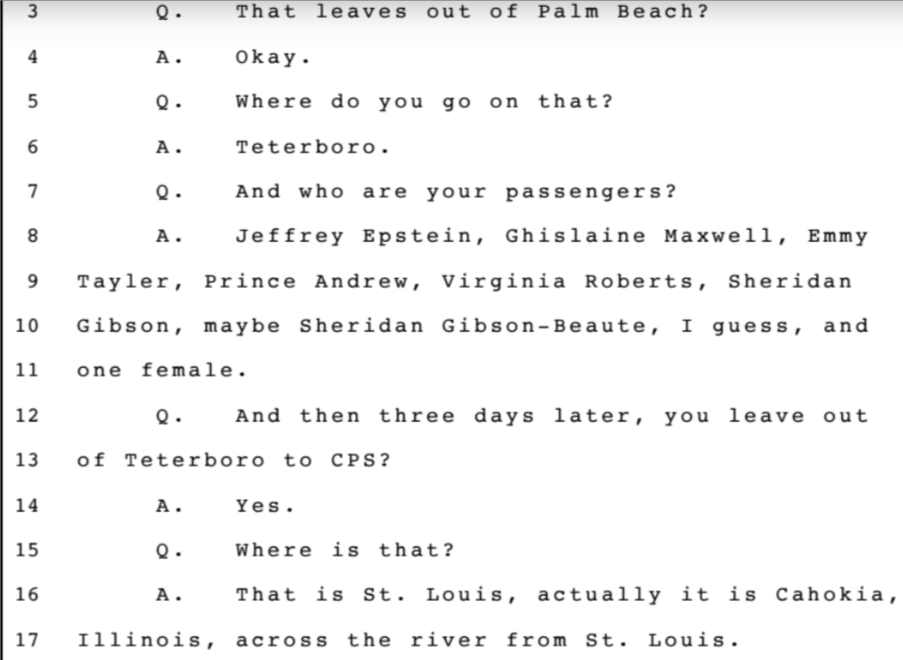 Palm Beach - TeterboroEpstein, Ghislaine, Emmy Tayler, Prince, Virginia, Sheridan Gibson and one Female.Corresponding FL shows AP in the same spot.