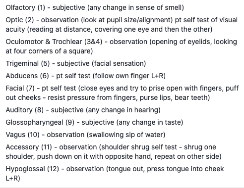 ColPhysio's tweet photo. @TaylorAlanJ @Ross_grant @NathanHutting @RogerKerry1 @TrustmePhysio I had to do a cranial nerve examination via telehealth right at the start of lockdown.

This is what I went for, a compromise in many areas but I was pretty happy with it overall. https://t.co/95VSqukq3c