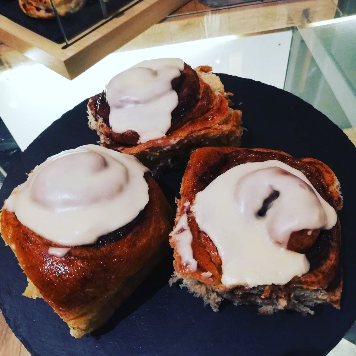 It’s been wonderful to welcome our customers back this week. We’re closed tomorrow but we’ll be serving top treats such as these delicious cinnamon buns from <a href="/hellolovecrumbs/">lovecrumbs</a> on Monday (10am - 4pm)