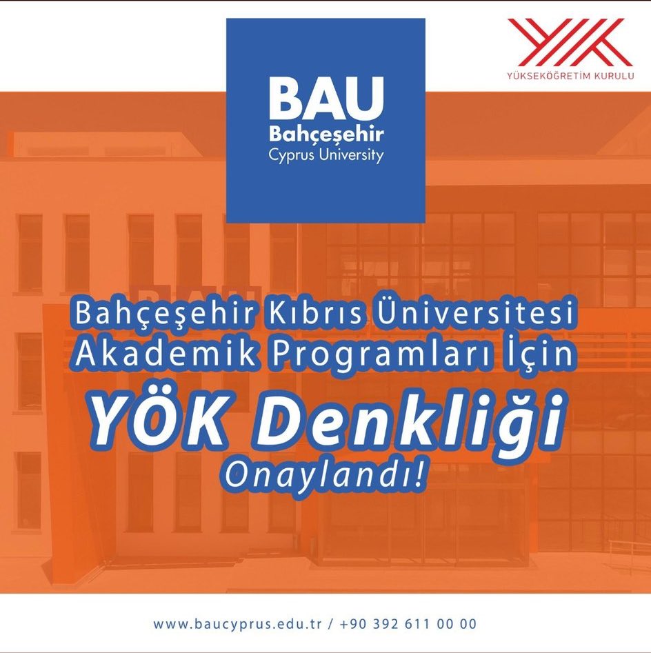 Bahçeşehir Kıbrıs Üniversitesi akademik programları için YÖK denkliği onaylandı! 💙 #bau #baucyprus #baufamily #welovebau #youmatterwecare