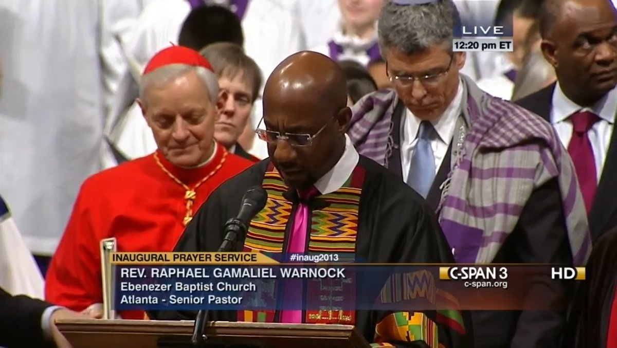  At Barack Obama’s inauguration in January of 2013, Reverend Warnock delivered the benediction at the public prayer service held at Washington D.C.'s National Cathedral.