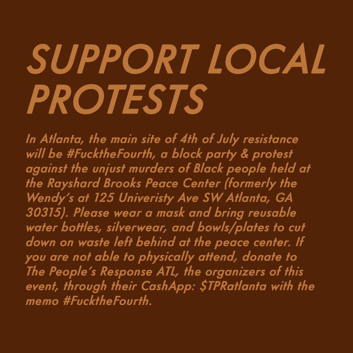 buyblackatl's tweet photo. Many Black people don’t view the 4th of July as “Independence Day”, but more so just a reason to fire up the grill. This July 4th, let’s imagine and celebrate a redefinition of freedom for Black people everywhere. 🖤 Here are some ways to celebrate (but not celebrate) the 4th. https://t.co/To0hjESV9w