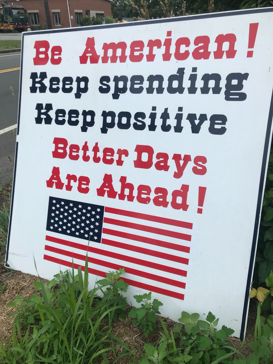 Alignable's tweet photo. 🇺🇸 We spotted this patriotic sign outside a Main Street store &amp; thought you'd like to see it, too, especially on Independence Day. It has many great reminders for all Americans going through the recovery -- today &amp; everyday. Feel free to share any upl... #July! #MyMoneyStaysLocal https://t.co/YJMpSZiyeO